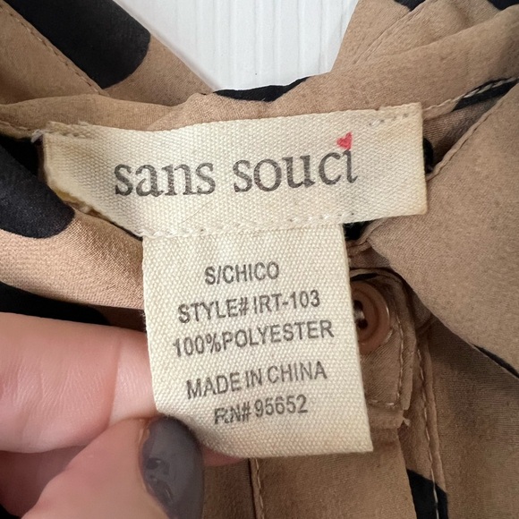 Sans souci polka dot bottom up wide sleeve shirt size small - Picture 4 of 4